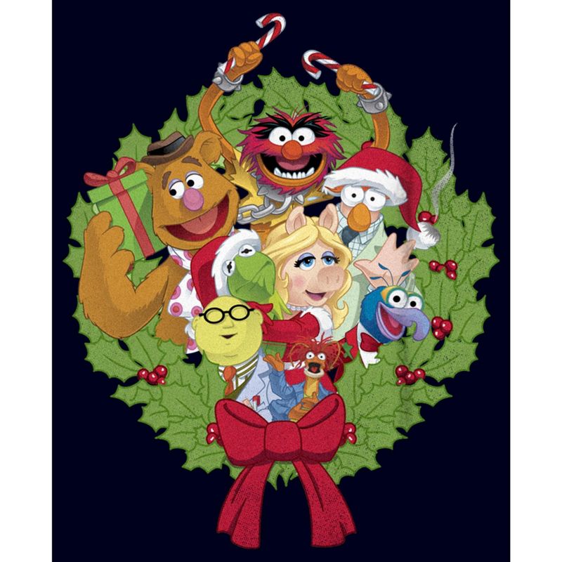 Boy's The Muppets Christmas Wreath Group Shot T-Shirt, 2 of 6