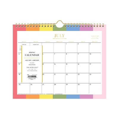 2021-22 Academic Wall Calendar 11"x8.75" Monthly Wirebound Over the Rainbow - The Home Edit