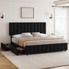 homfan Bed Frame with 4 Storage Drawers, Linen Upholstered Platform Bed Frame, Adjustable Height Headboard, No Box Spring Needed, Easy to Assembly - 3 of 4
