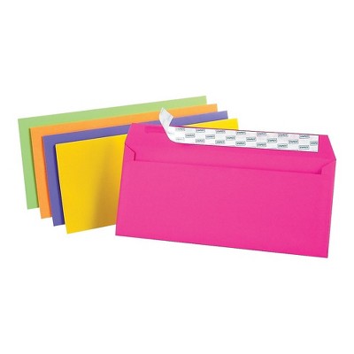 MyOfficeInnovations EasyClose Neon Color Envelopes #10 Assorted 4 1/8"H x 9 1/2"W 50/PK 122725