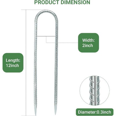 Zevemomo 8-Pack 12" U-Shaped Trampoline Stakes, Heavy Duty Steel Ground Anchors for Outdoor Trampolines Canopies Camping Tents Football Goals, Silver