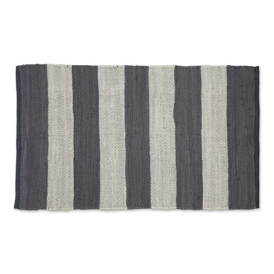 Design Imports Rugby Stripe Chindi - Gray & White - 2 X 3 Ft