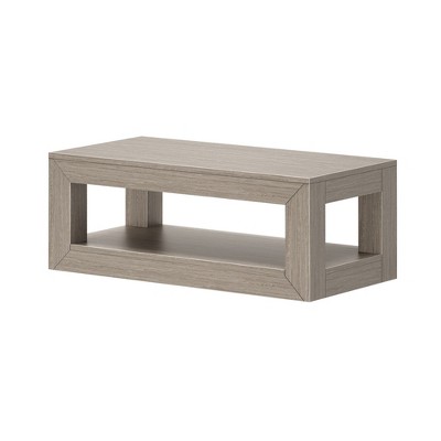 Seashell Wirebrush Solid Pine Rectangular Coffee Table with Storage Shelf