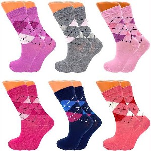 6 Pairs Women’s Colorful Combed Cotton Crew Socks – Soft, Breathable & Stylish – Size 9-11 - 1 of 2