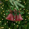 Northlight Bells with Pine Sprigs and Bow Christmas Ornaments- 7" - Red - Set of 2 - 2 of 4