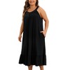 Women's Pleated Ruffle Side Pockets Sleeveless Wide Strap Comfy Nightgowns - Agnes Orinda - 2 of 4