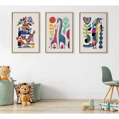 Colorful Giraffe Love Abstract Canvas Art for Kids
