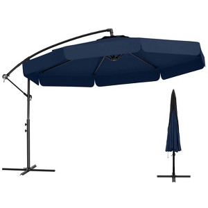 Costway 10 FT Offset Hanging Umbrella  Patio Cantilever Umbrella with Cover Beige/Gray/Navy/Turquoise/Red/Brown - 1 of 4