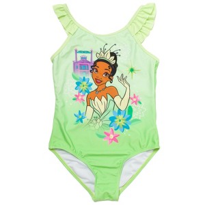 Disney Princess Cinderella Belle Tiana Jasmine Girls One Piece Bathing Suit Toddler to Little Kid - 1 of 4