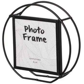 Fabulaxe Modern Circle Shape Black Metal Decor Photo Frame for Tabletop Display