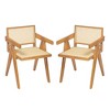 Lyngins Farmhouse Rattan Dining Chairs (Set of 2) – Solid Wood Kitchen Chair with Perforated Rattan, Living Room Arm Chair - 2 of 4