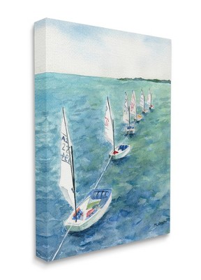 Stupell Industries Sail Boats Floating in a Row Coastal Landscape