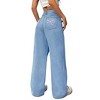Coolmee Palazzo Pants Wide Leg Jeans for Women Fashion High Waisted Stretchy Denim Pants Baggy Jeans with Pockets - 2 of 4
