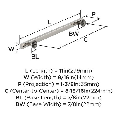 Polished Nickel 8-13/16 Inch Modern Cabinet Pull