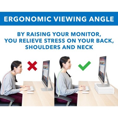 White Metal Mesh Desktop Monitor Stand with Two Drawers