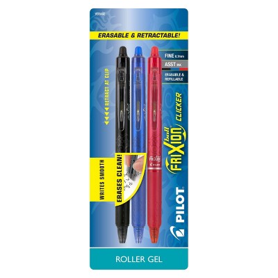 Pilot 3ct FriXion Clicker Erasable Gel Pens Fine Point 0.7mm Assorted Inks