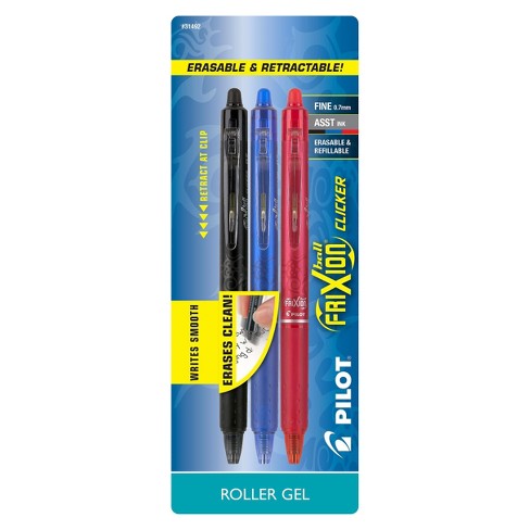 Pilot 3ct Frixion Clicker Erasable Gel Pens Fine Point 0.7mm Assorted Inks  : Target