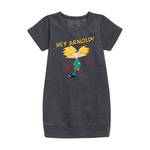 - Hey Arnold! - Cool Arnold Graphic Short Sleeve Fleece Dress - 1 of 3