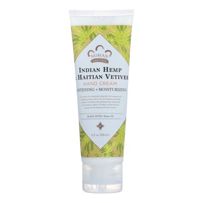 Nubian Heritage Indian Hemp and Haitian Vetiver Hand Cream - 4 oz