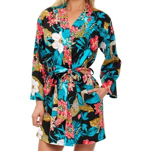 ADR Women's Soft Cotton Knit Jersey Lounge Robe with Pockets, Short Bathrobe - 1 of 4