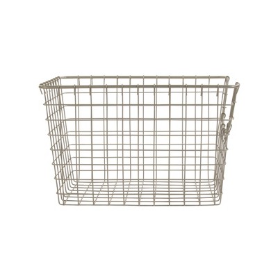 Vintage Chic Satin Nickel Scoop Wire Storage Basket
