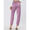 INSPIRE CHIC Women's Drawstring Elastic Waist Ankle Length Satin Joggers Pants with Pocket - 4 of 4