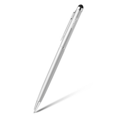 Insten 2-in-1 Universal Touchscreen Stylus & Ball Point Pen Compatible with iPad, iPhone, Chromebook, Tablet, Samsung, Touch Screens, Silver