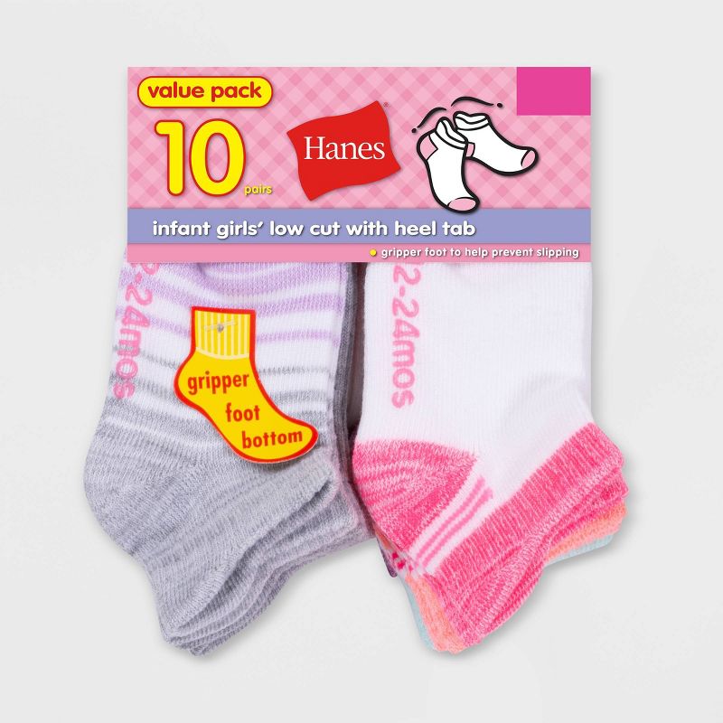 Hanes Girls' 10pk Heel Shield Athletic Socks - Colors May Vary, 2 of 3