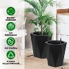 Planters Set of 2, Flower Pot Outdoor and Indoor, with 2 Trays and a Water Level Monitor and Wheels for Patio, Porch, Living Room,  Office - 2 of 4