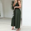 Women's Green V-Neck Wide Leg Jumpsuit with Waist Tie - Cupshe - 3 of 4