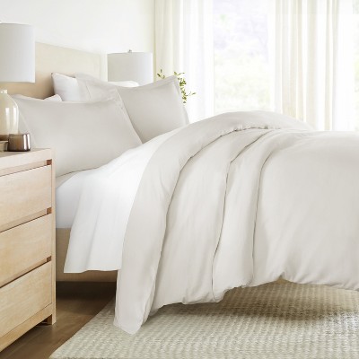 Cotton Duvet Cover Set & Insert 4PC Bundle, 300TC Sateen Vintage Washed Duvet Set with Down Alternative Comforter, All Season Bedding - Becky Cameron