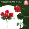 Aoibox 6 Bundles Artificial Geranium Flowers for Outdoors UV Resistant Silk Faux Plants for Home Kitchen Table Centerpieces Garden Decor (Red) - 4 of 4
