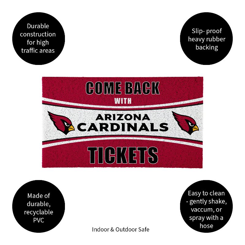 Evergreen Come Back with Tickets Arizona Cardinals 28" x 16" Woven PVC Indoor Outdoor Doormat, 3 of 7