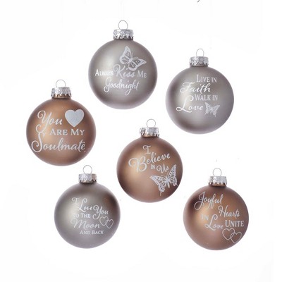 Kurt Adler 80MM Country Home Sentiment Glass Ball Ornaments, 6-Piece Box