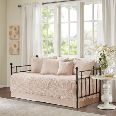 Sapphtopaz 6 Pcs Farmhouse Reversible Scalloped Edge Comforter Set Bedding Set, Daybed Cover Set Quilt Set, Daybed Cover