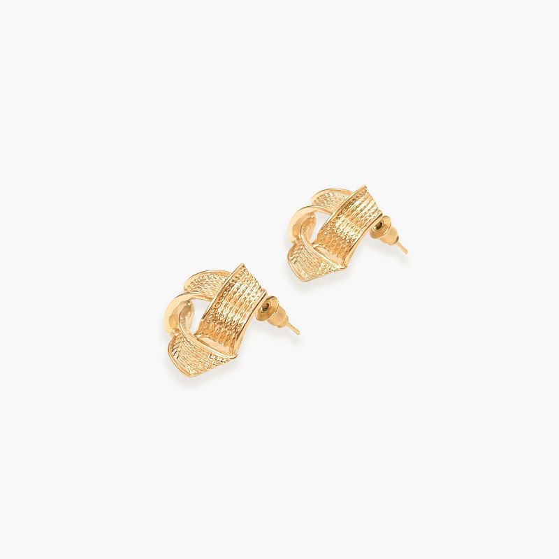 Sanctuary Project by sanctuaire Geo Textured Knot Stud Earring Gold, 2 of 4