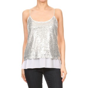 Anna-Kaci Women's Sequin Spaghetti Camisole Tank Top for Casual Looks - 1 of 4