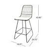 Modern Outdoor Armless Industrial Wire Mesh Back Counter Stool with Cushion Set of 2,Outdoor Patio Barrel Barstool,Bistro Stool-Cuddlewood - 4 of 4