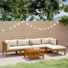 vidaXL Retro 6 Piece Patio Lounge Set - Solid Acacia Wood with Cream Cushions, Outdoor Sofa and Coffee Table for Garden, Patio or Deck - 2 of 4