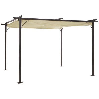 Outsunny Pergola 3x2.5 M Gazebo With Retractable Roof Beige