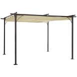 Outsunny 11.5' x 11.5' Retractable Patio Gazebo Pergola with UV Resistant Outdoor Canopy & Strong Steel Frame