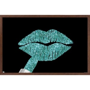Trends International Tina Lavoie - Aqua Glitter Lipstick Framed Wall Poster Prints - 1 of 4