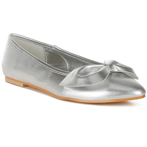 Обувь Rag & Co Womens Bromelia Metallic Pleather Bow Ballerinas 9