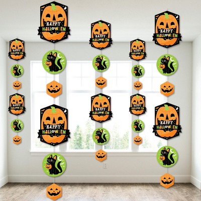 Big Dot of Happiness Jack-O'-Lantern Halloween - Kids Halloween Party DIY Backdrop - Hanging Vertical Decorations - 30 Pieces