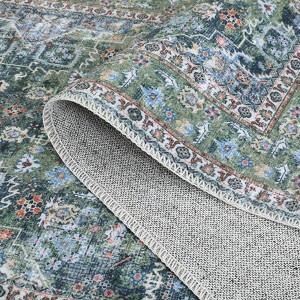 Vintage Floral Printed Oriental Area Rug, 9x12 Washable, Stain-Resistant - 1 of 4