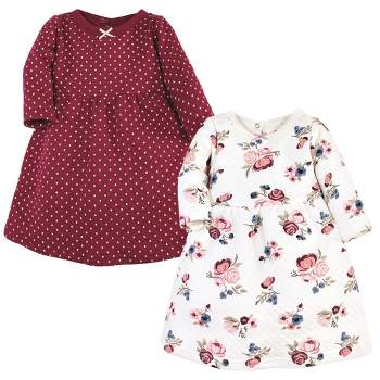 Hudson Baby Infant and Toddler Girl Cotton Dresses, Dusty Rose Floral