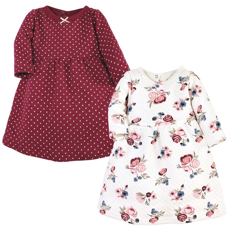 Hudson Baby Infant and Toddler Girl Cotton Dresses, Dusty Rose Floral, 1 of 6
