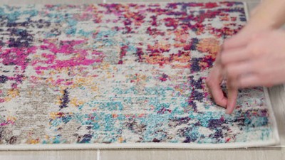 59" Red Synthetic Non-slip Rectangular Area Rug
