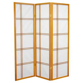 5 ft. Tall Double Cross Shoji Screen - Honey (3 Panels) - Oriental Furniture