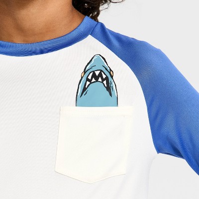 JAWS Boys' Jaws Rash Guard Top - Sky Blue/Ivory M — фото 4